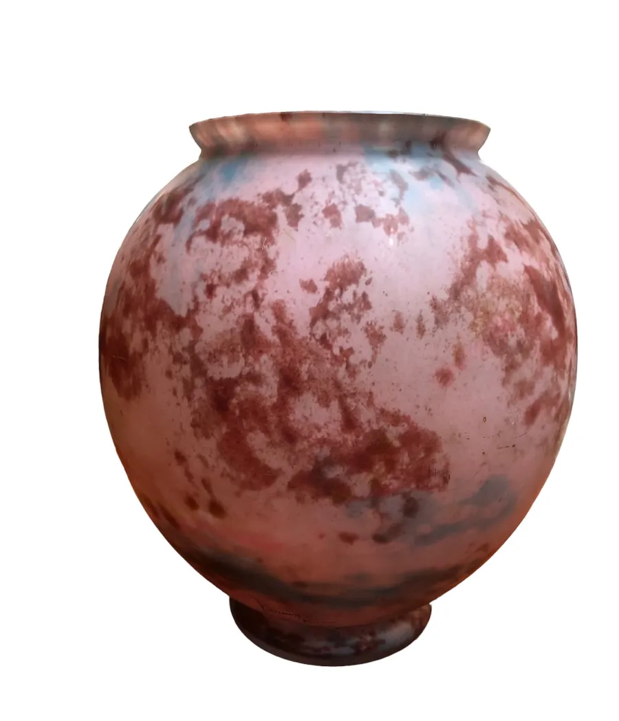 Verre signé Lorrain rond avec des tons colorés