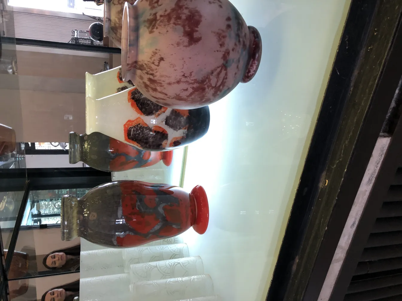 antique vase with decorative design in signed glass Lorrain