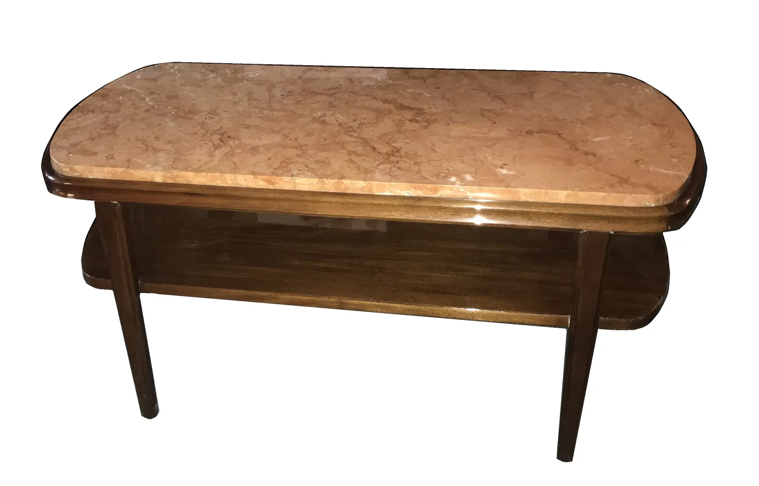 mesa ratona antigua con superficie lisa y patas estilizadas