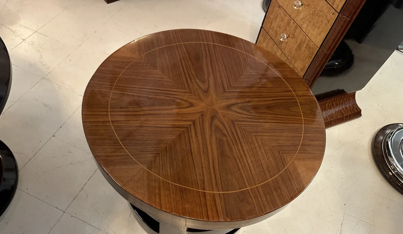 antique round small table with decorative surface design