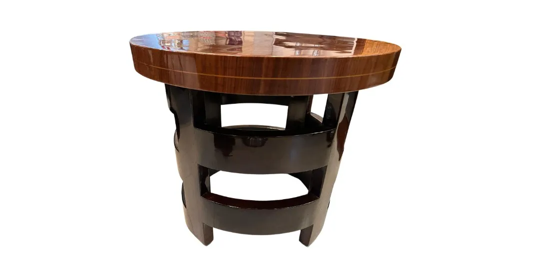 antique small table with round top and black legs