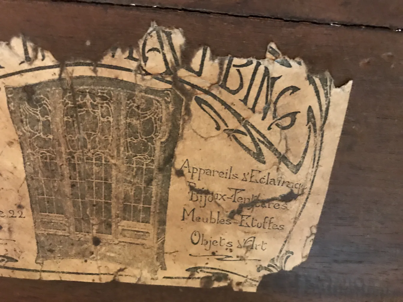 Antique small table with Bing Atelier label, vintage ambiance