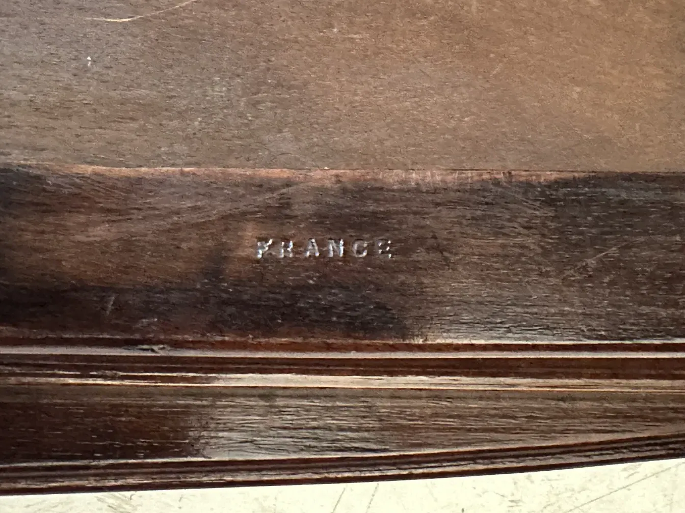 Antique French small table with engraving