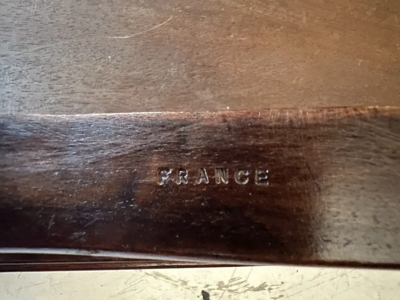 Antique small table with quality stamp, warm setting