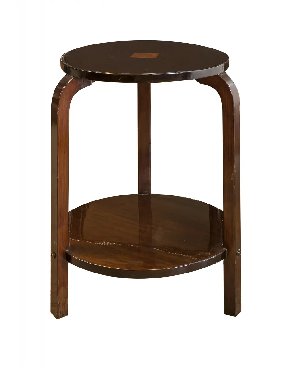 antique round small table with two levels and simple design