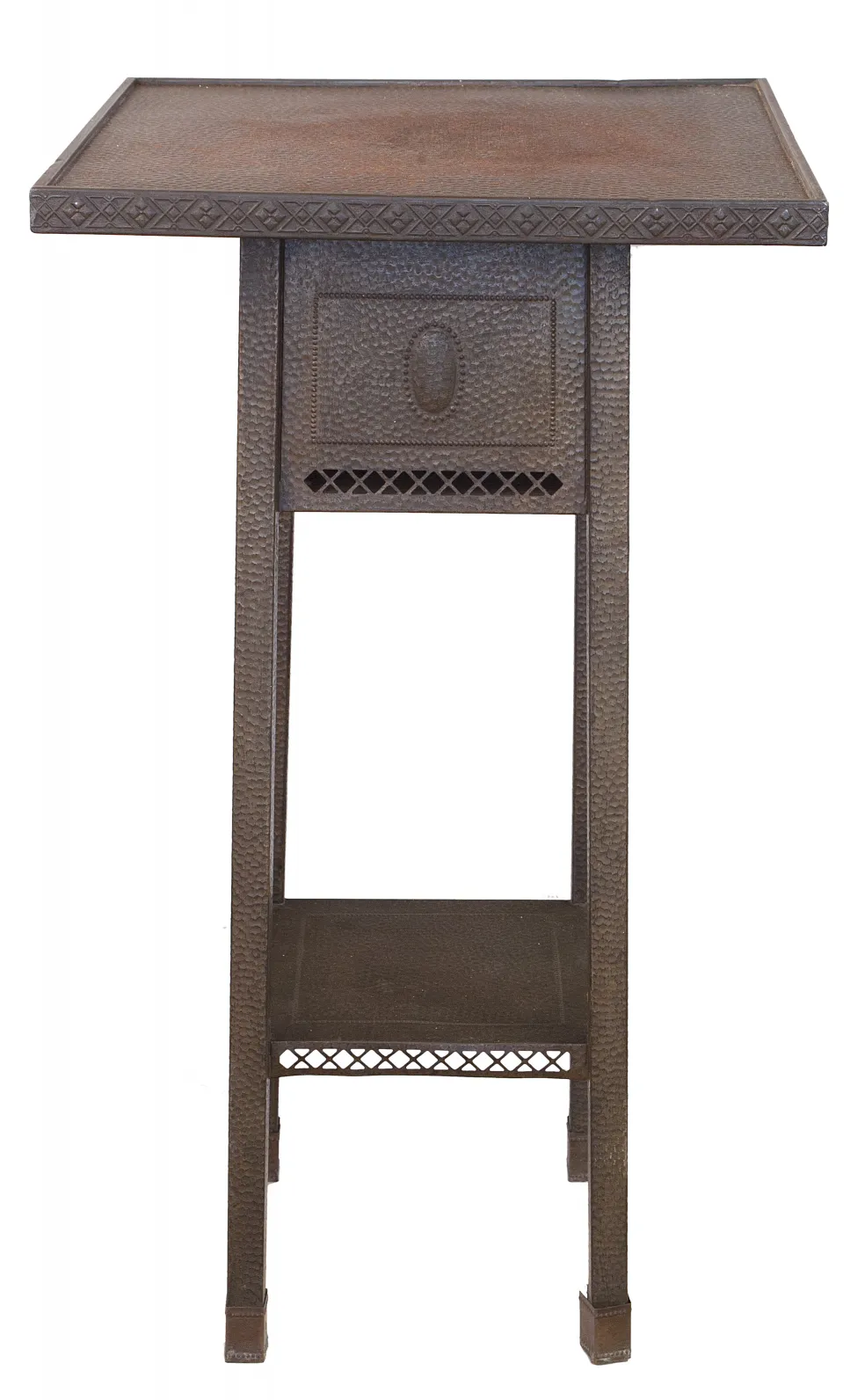 kleiner antiker Tisch mit texturiertem Tischler und Schublade