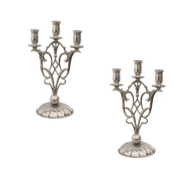 Pair of antique candelabras in art nouveau style, decorative and elegant.