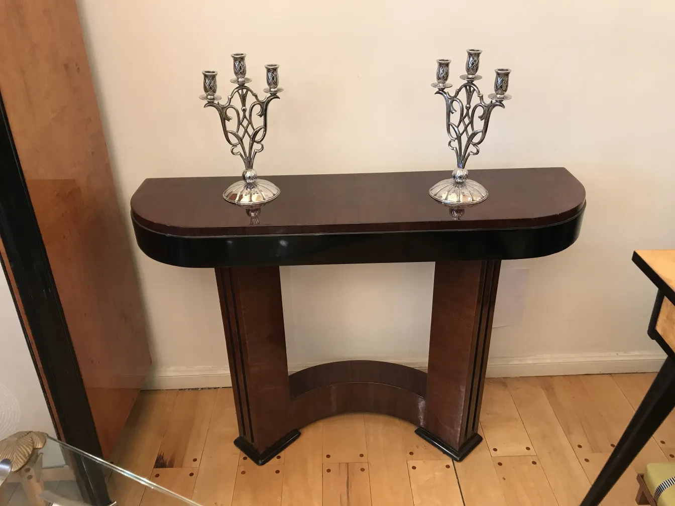 two antique candlesticks art nouveau on elegant table