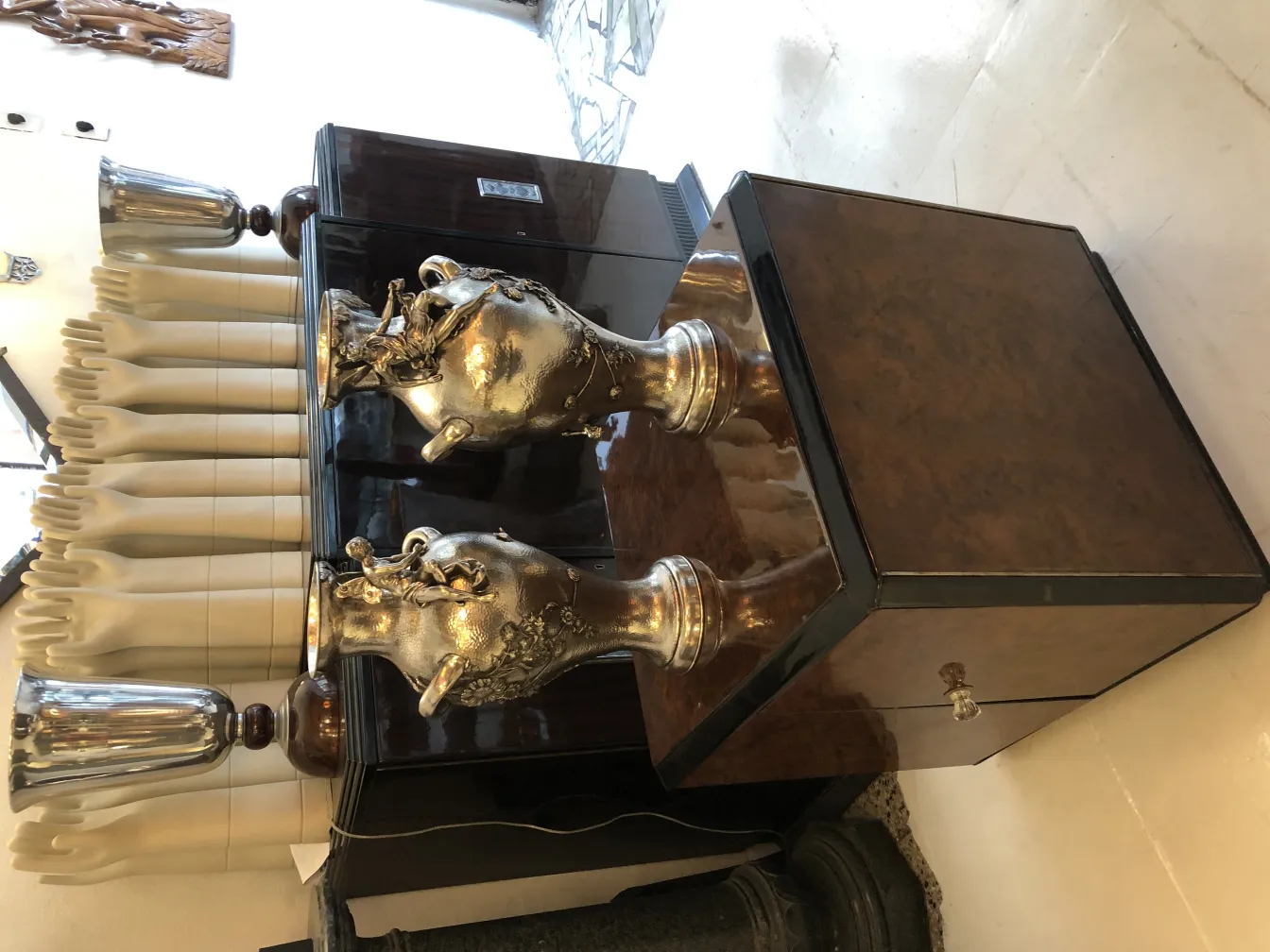 Decorative antique art nouveau vase with embellishments