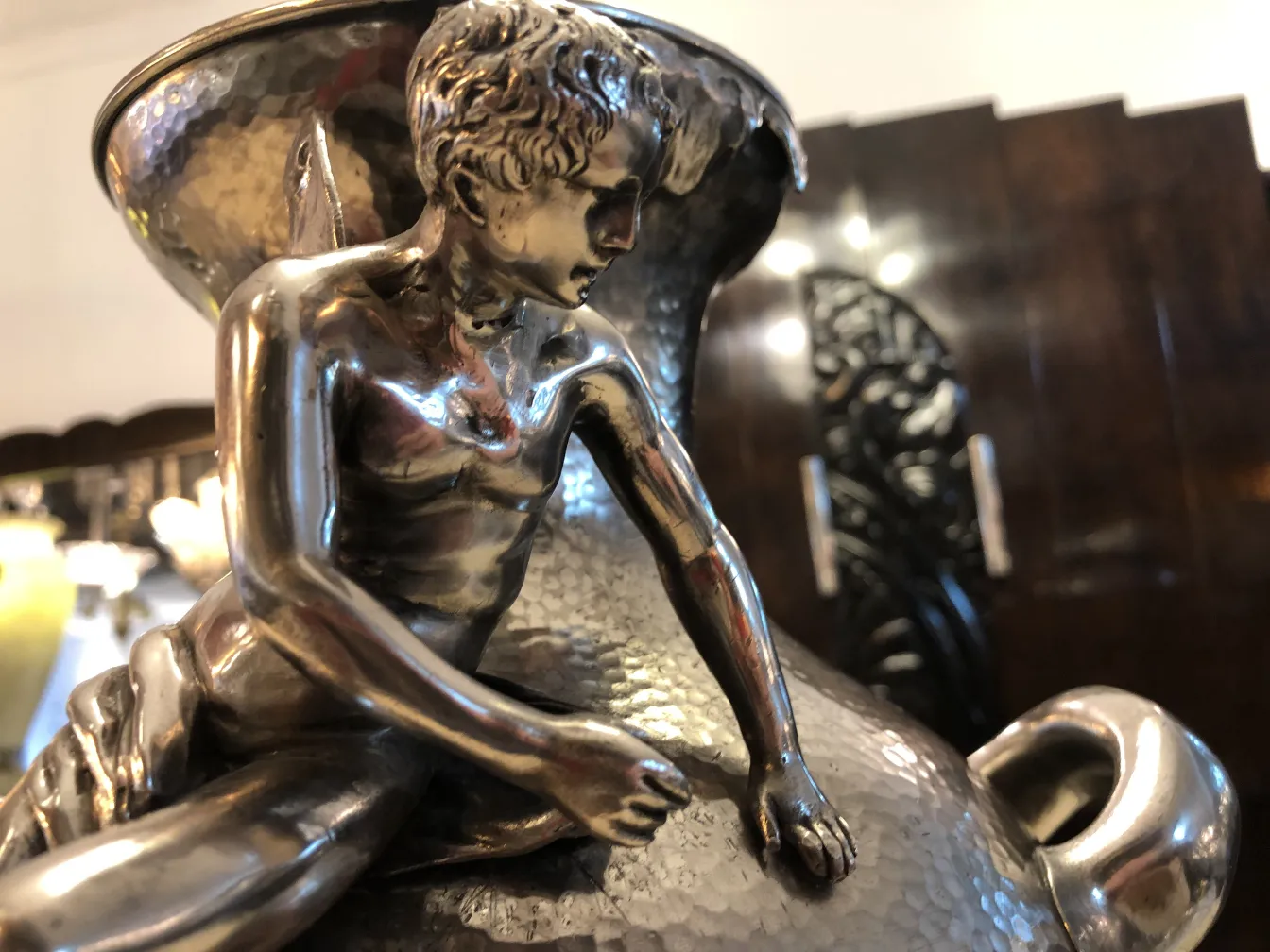 2 vasi antichi con dettagli in metallo, stile art nouveau, splendidamente elaborati