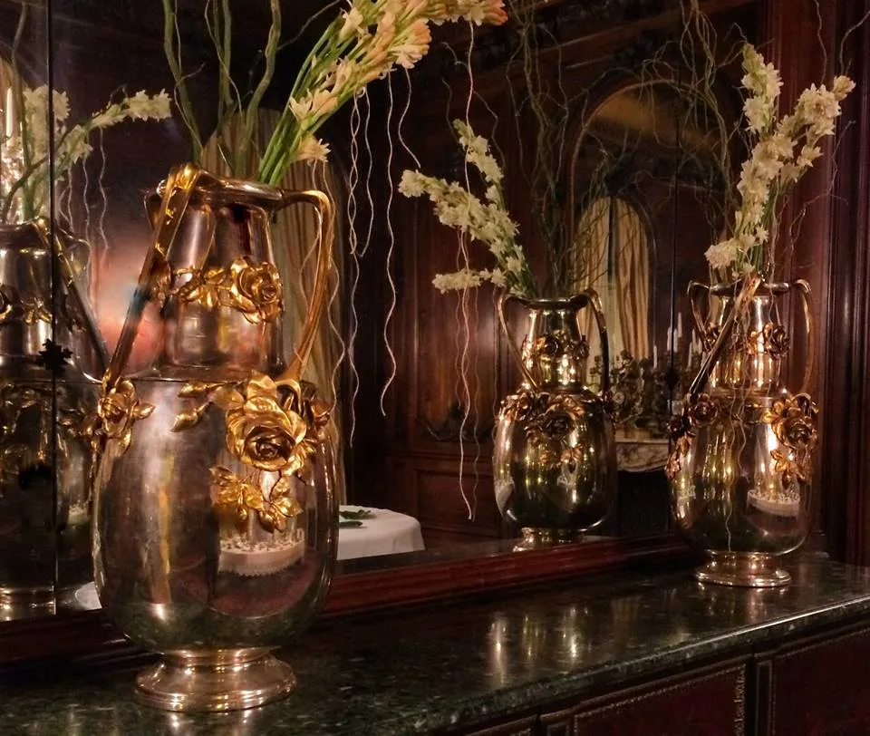 Two antique vases art nouveau decorated with flowers