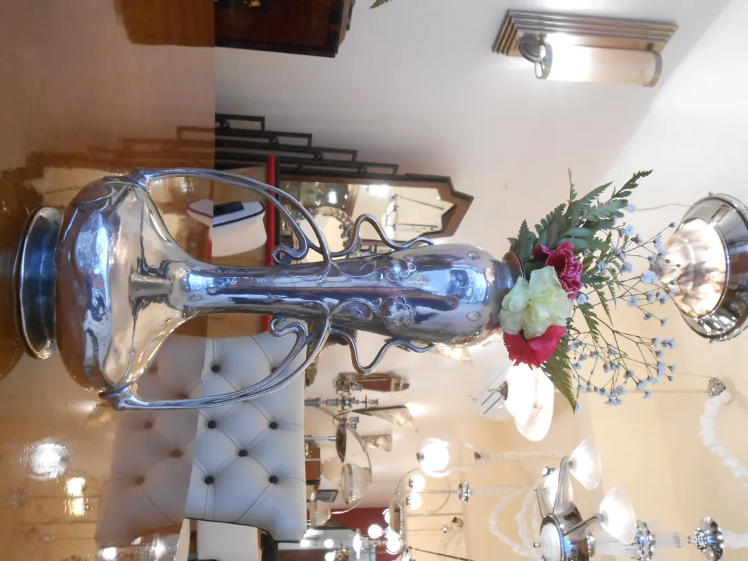 two elegant antique vases art nouveau with flowers