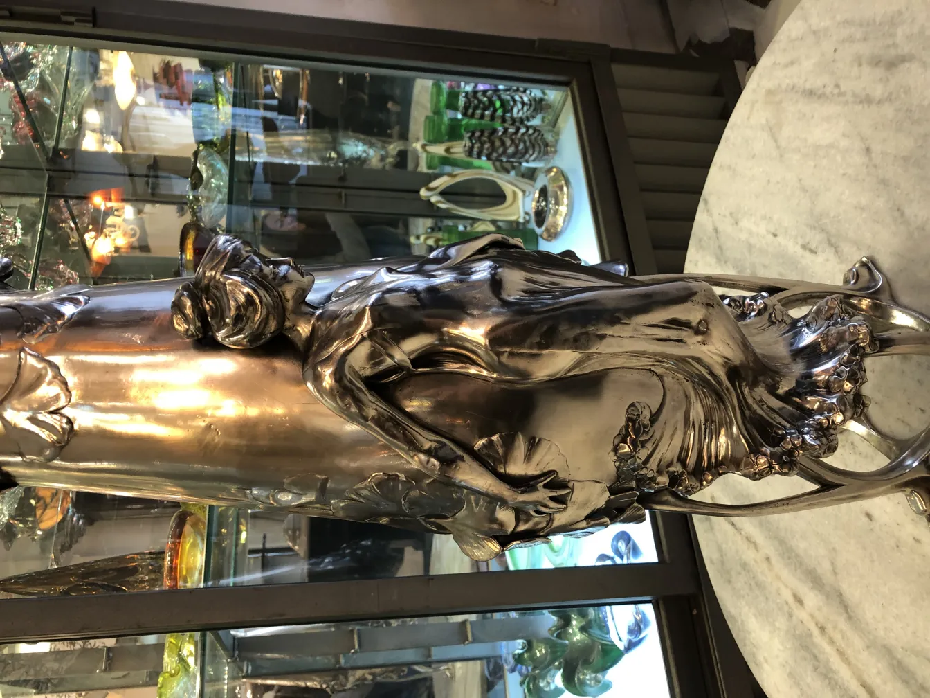 antique vase with art nouveau design and female figures