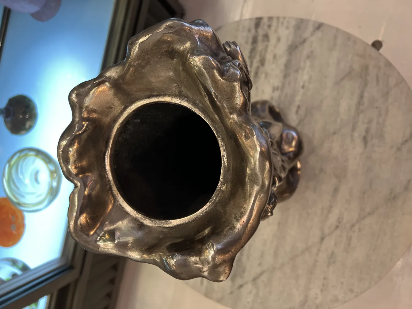 antique vase with art nouveau details, decorative setting