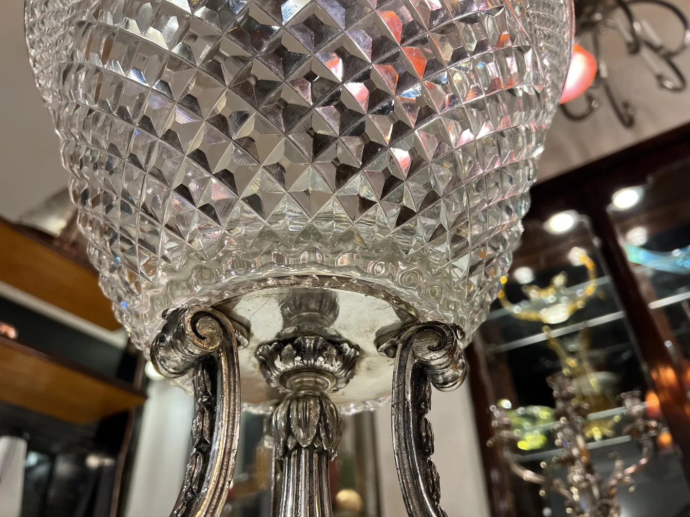 antique vase with geometric patterns and decorative base