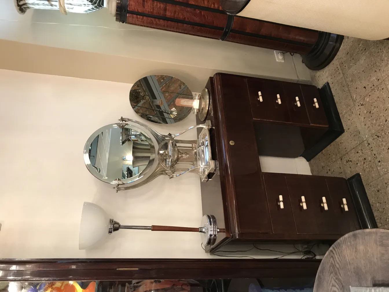 Antique mirror with elegant details and oval shape, Art Nouveau style, part of a vintage decor