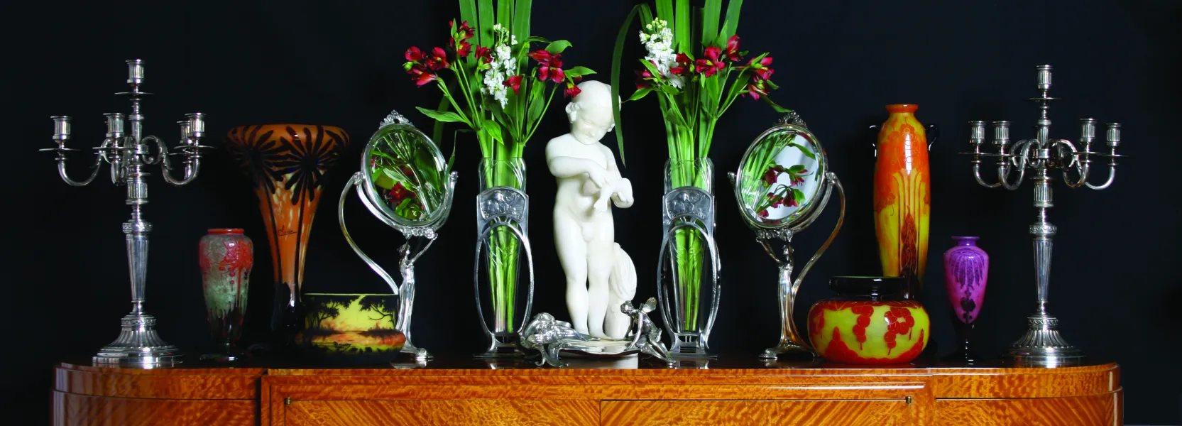 antikes art nouveau spiegel mit eleganter rahmen