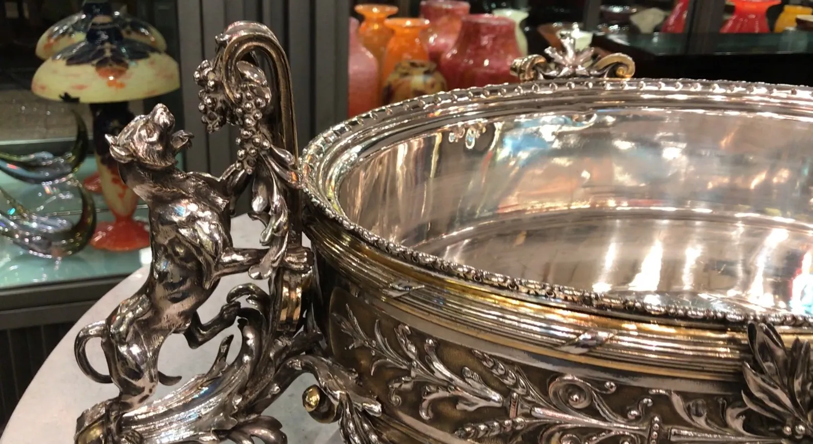 antique centerpiece with artistic details and embellishments