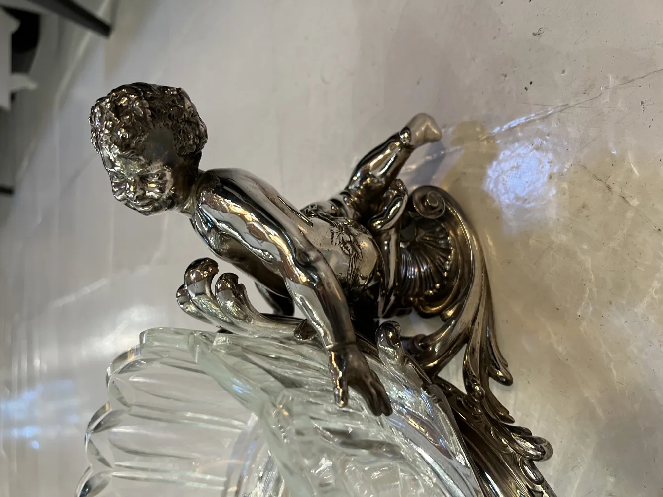 古董中心装饰品Christofle带天使雕像