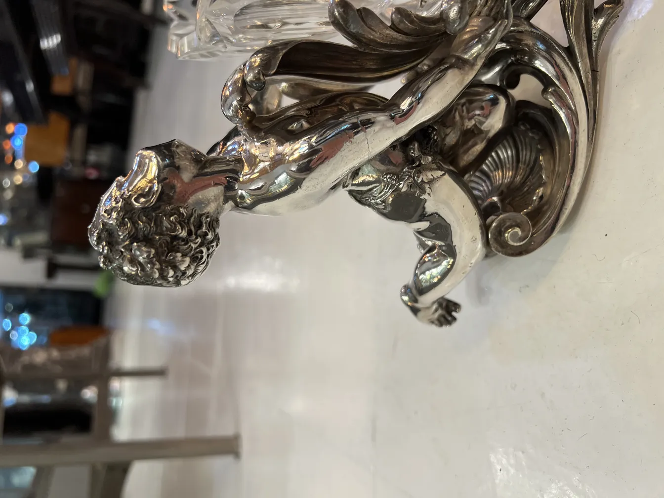 centre de table ancien Christofle avec figure décorative