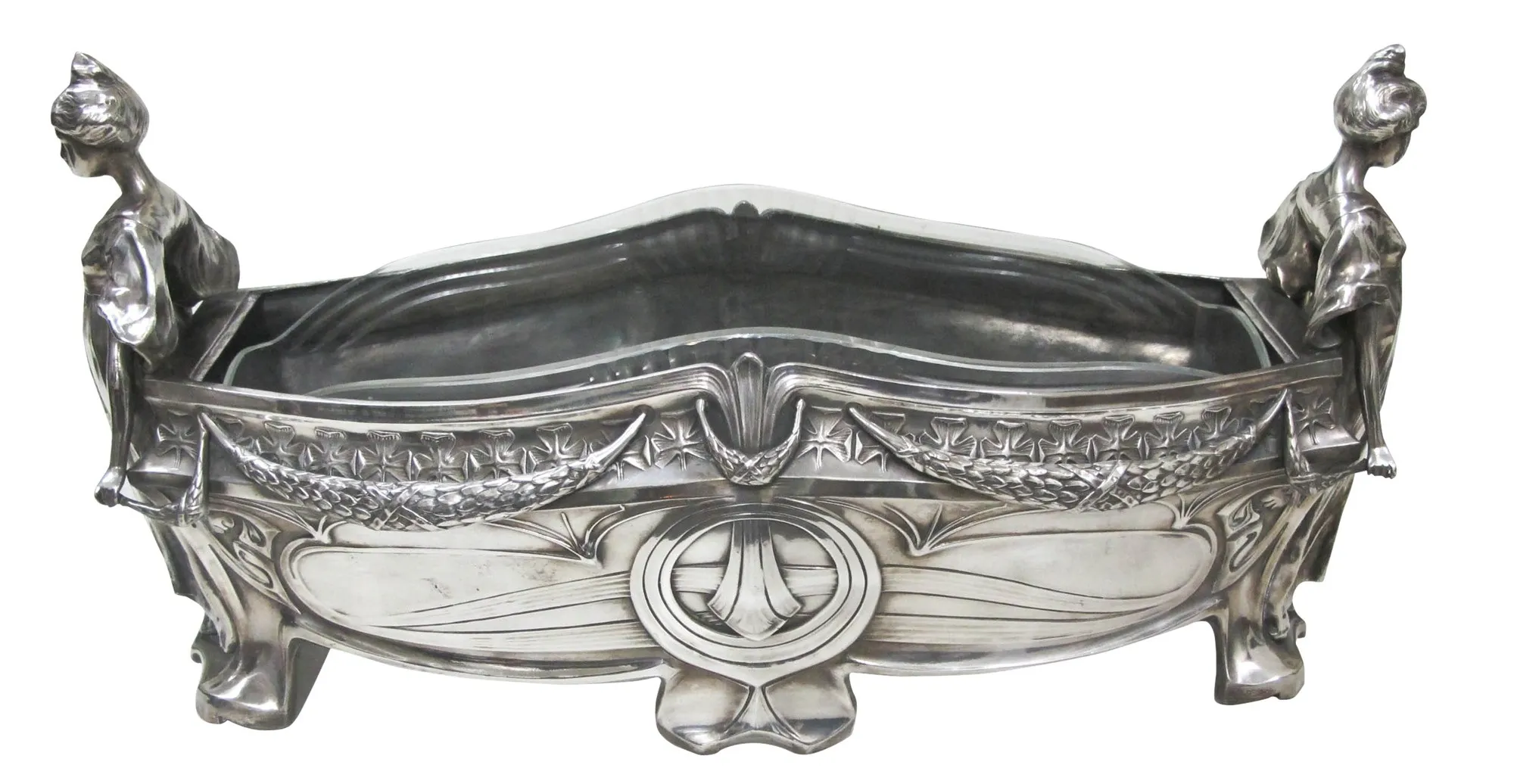 centrotavola wmf con figure decorative sui lati