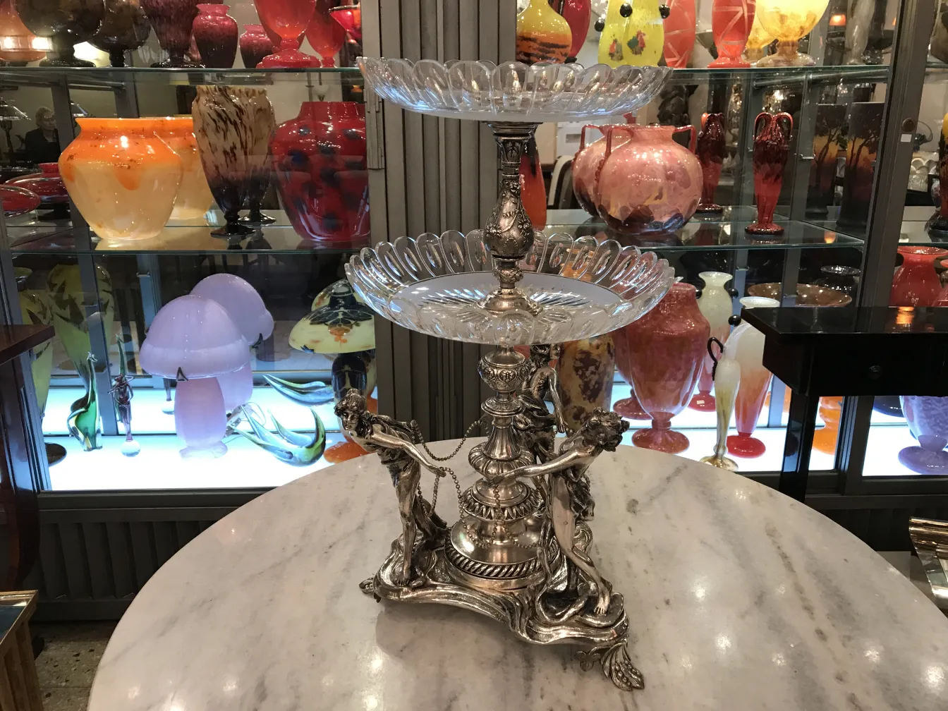 decorative antique centerpiece with two tiers