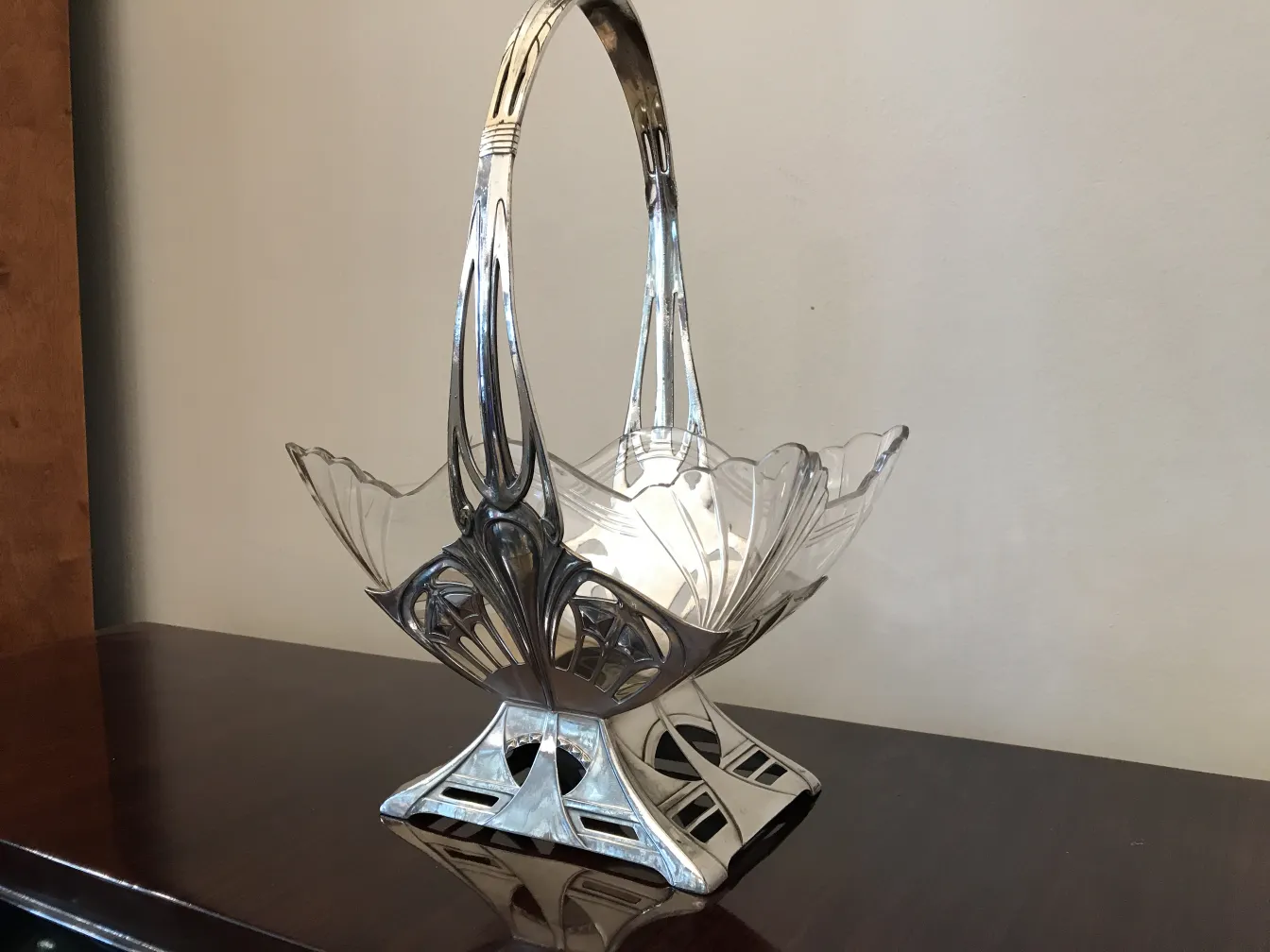 Antique WMF centerpiece with elegant design and handles