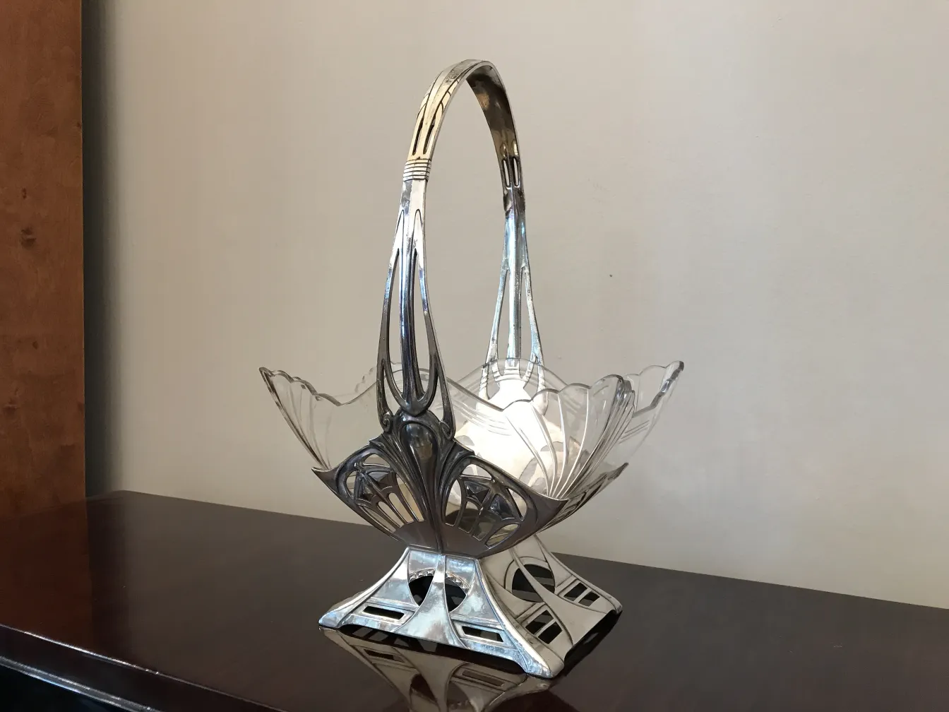 antique wmfs centerpiece with elegant design and handle in classic decor