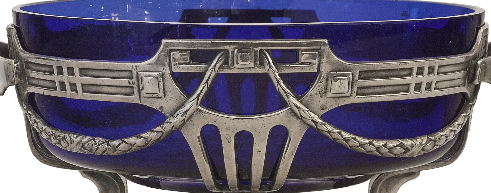 antique WMF centerpiece with decorative blue design