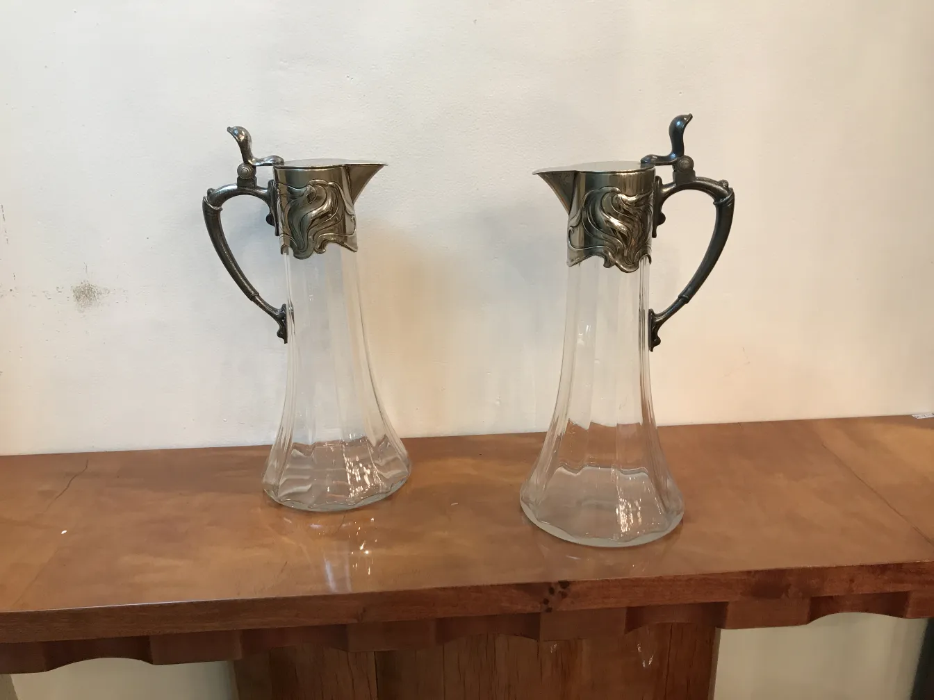 two antique wmF jars with elegant details on the lid