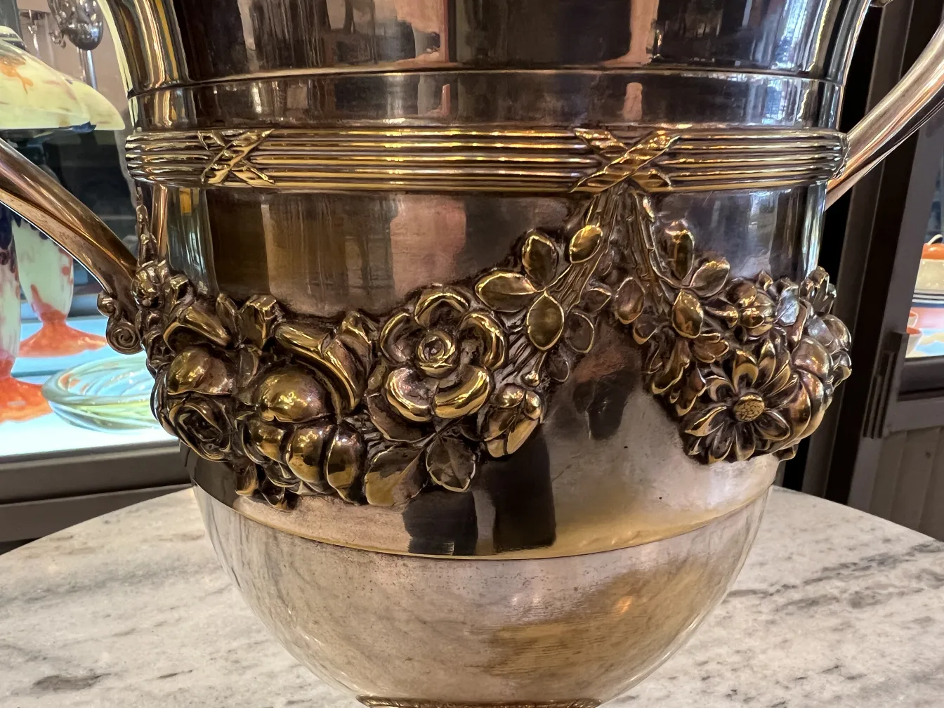 Set of 2 antique champagne coolers with floral design