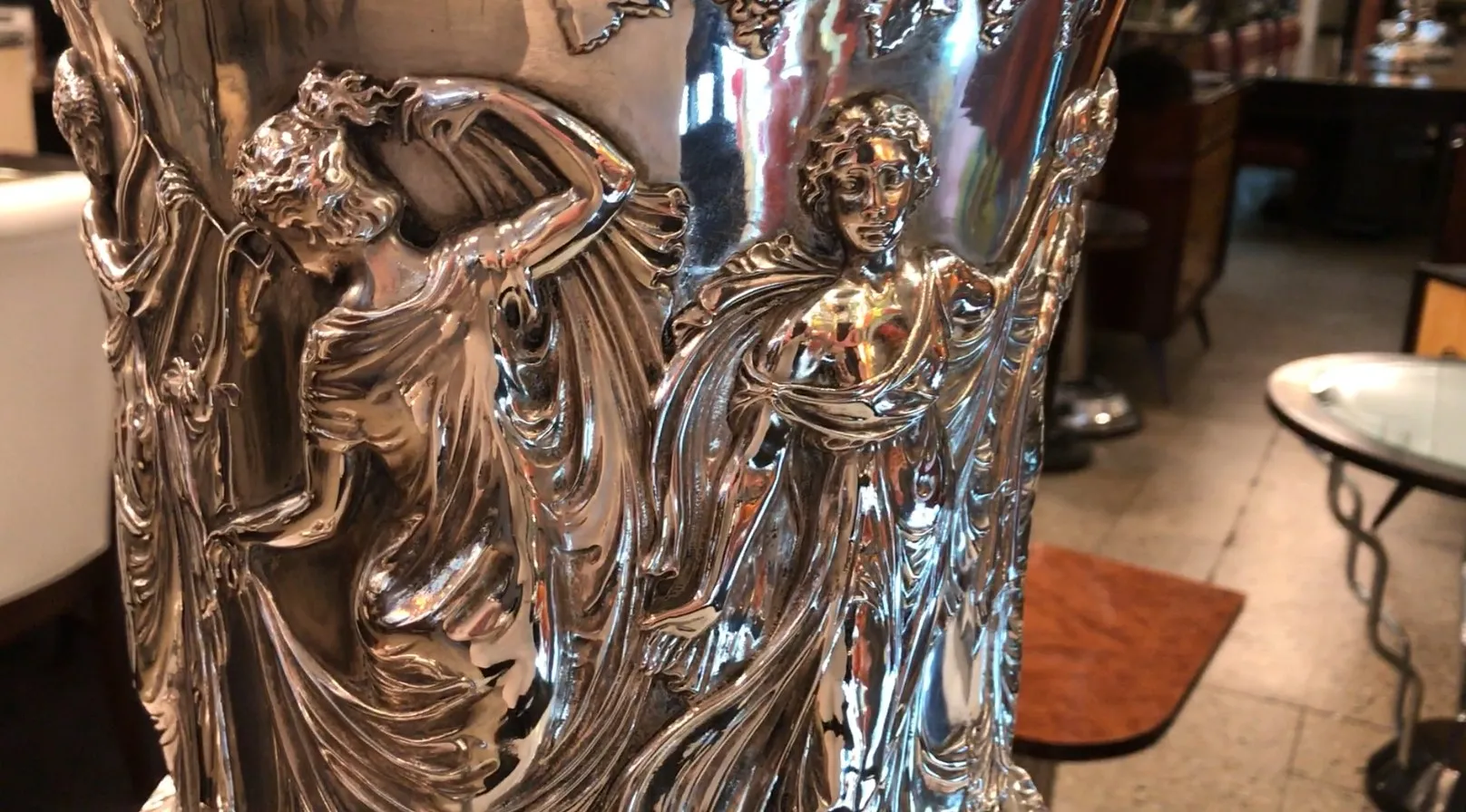 Antique WMF champagne coolers featuring elegant designs and elaborate details, perfect for celebrations.