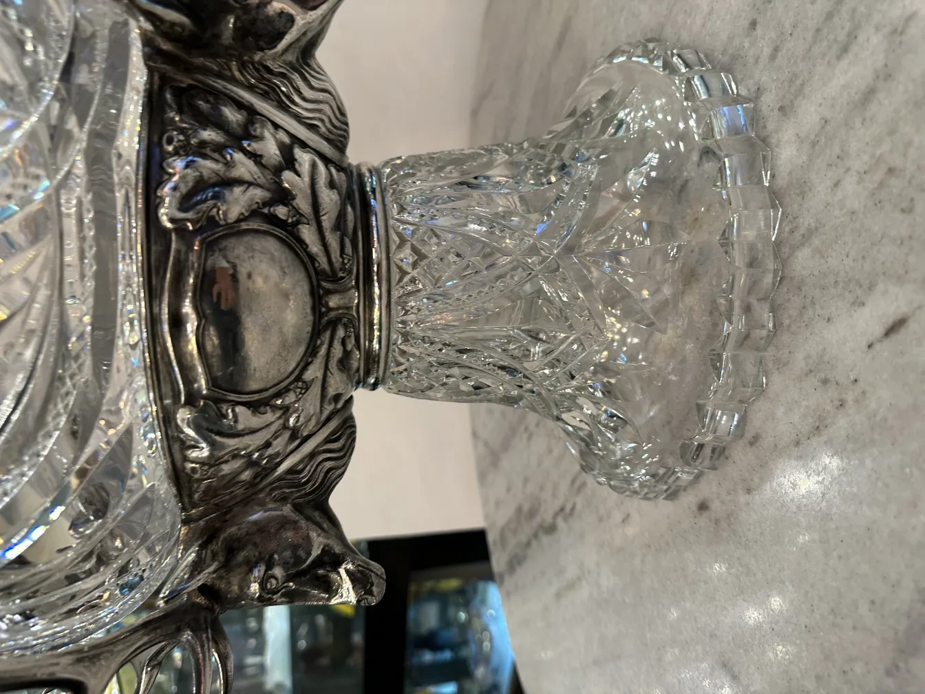 Antike WMF Bowle aus Glas mit dekorativen Details