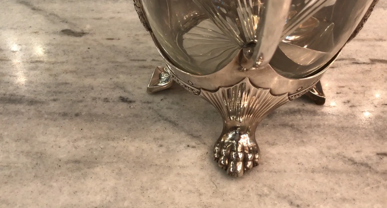 Antique WMF punch bowl with decorative details on the base and handles