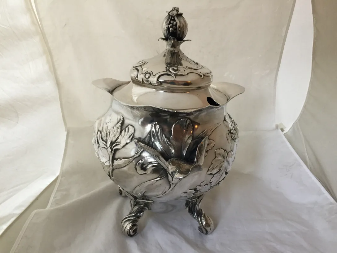 Antique WMF punch bowl, highly decorative with floral details.