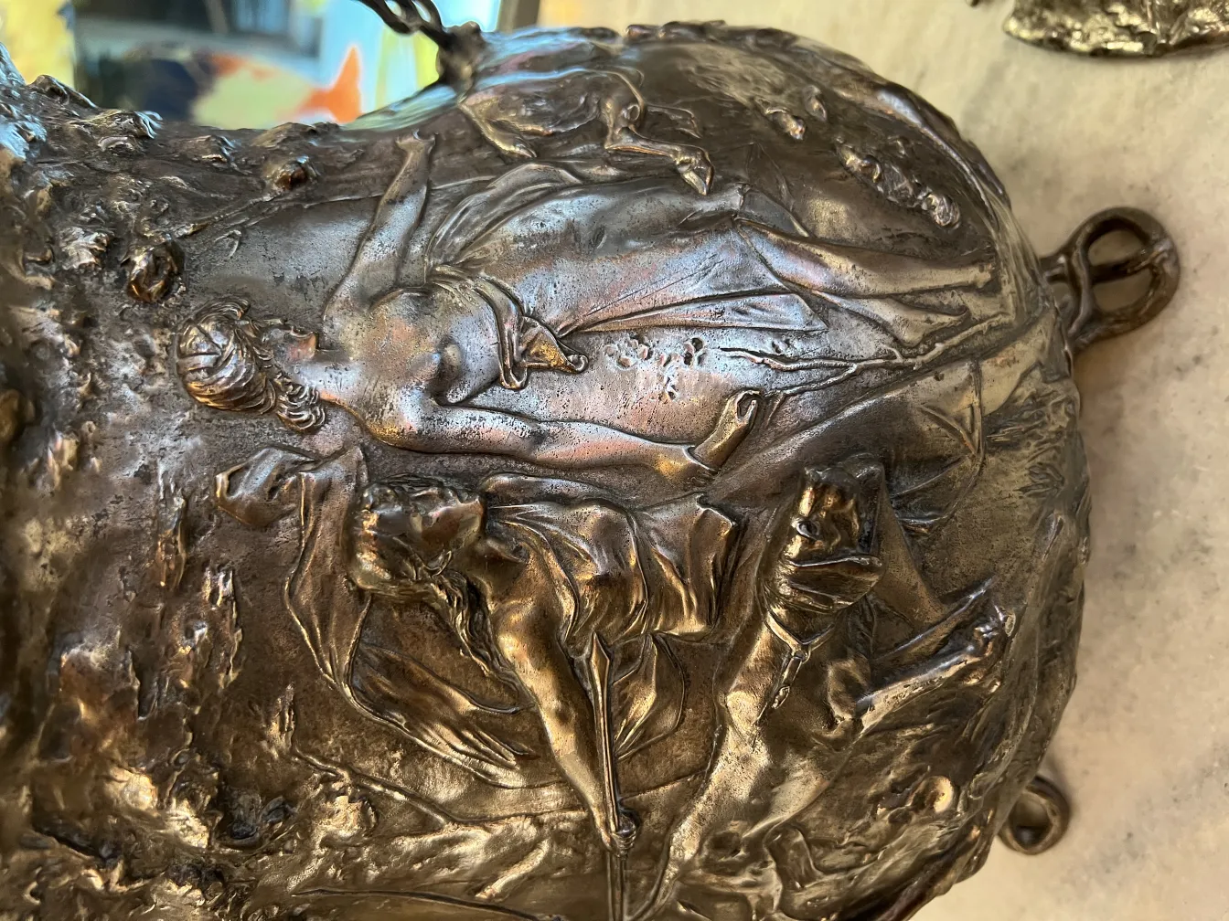 Antique WMF punch bowl featuring exquisite relief details.