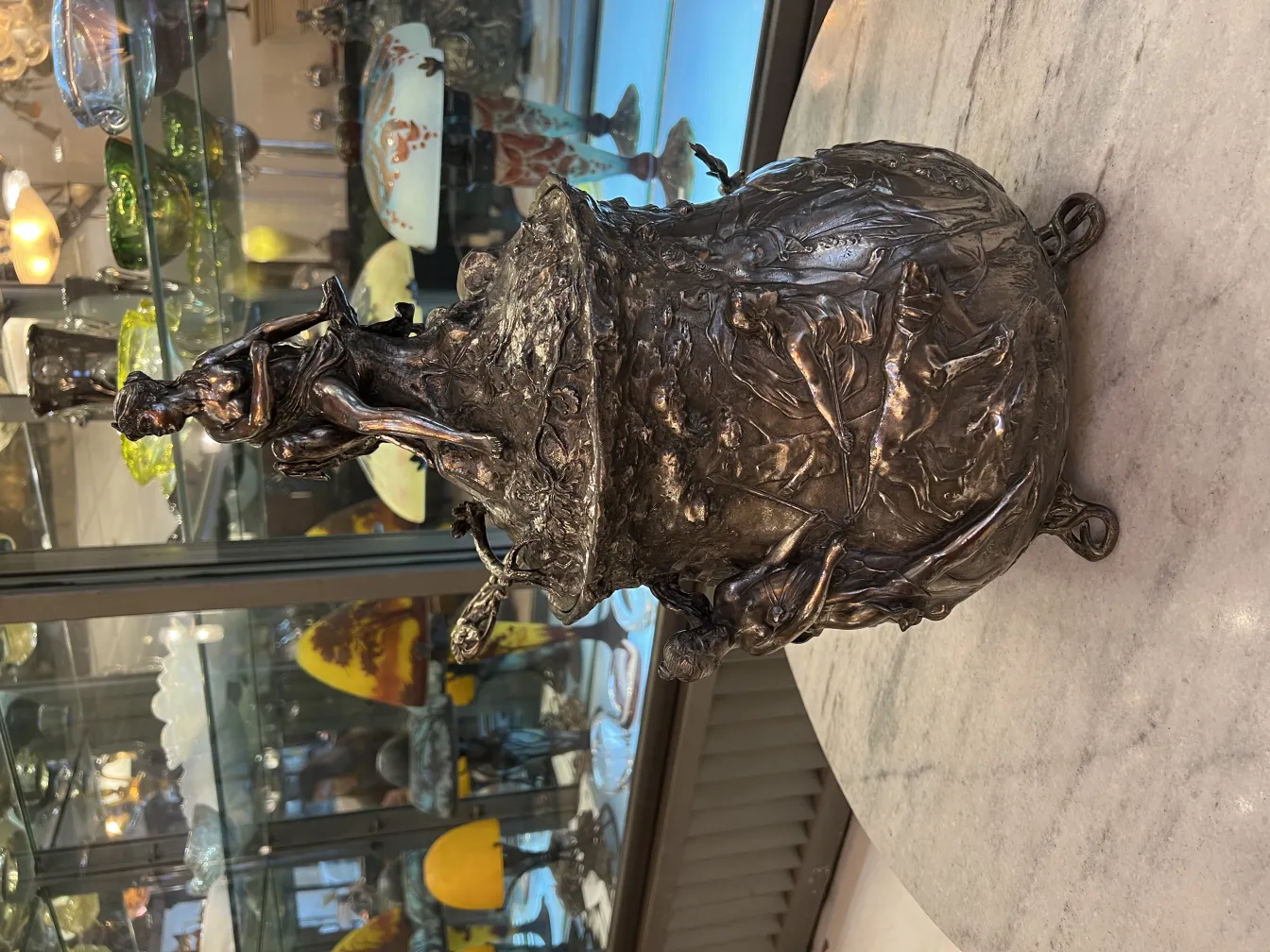 античная чаша для пунша WMF украшенная фигурами и деталями