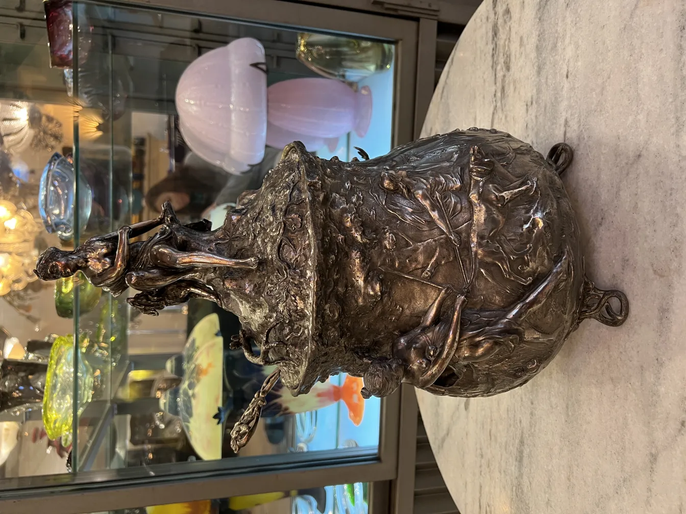 Bol à punch WMF ancien avec décoration artisanale et figure