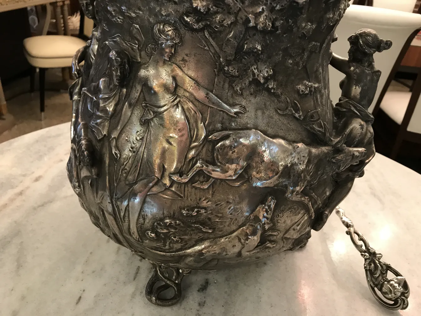 antique wmfs punch bowl with beautiful reliefs and designs