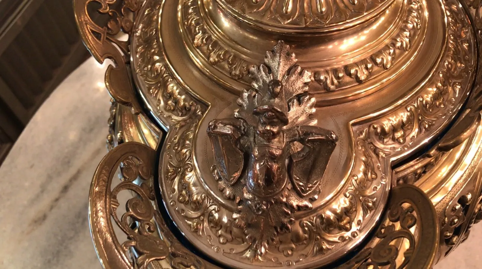 Antique WMF punch bowl with intricate ornamental details