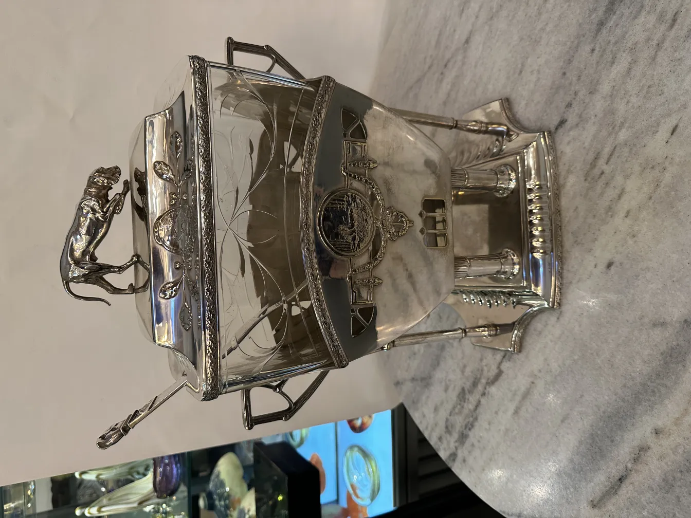 Antique WMF punch bowl with elegant shapes and decorative details on the rim.