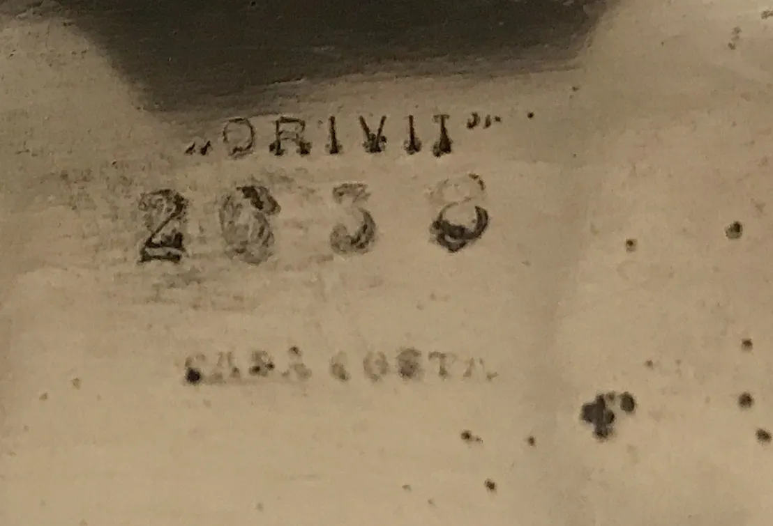 Античный металлический лоток для карточек ORIVIT с гравировкой.