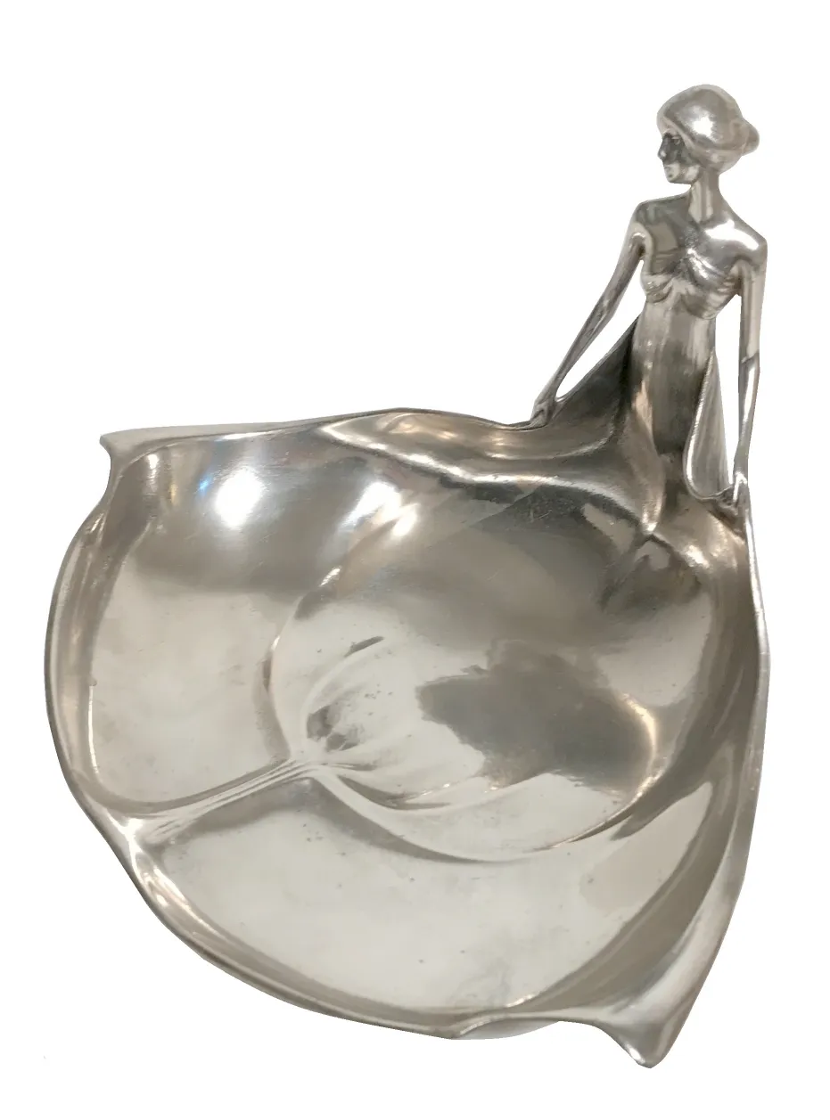 antikes Kartenfach mit elegant gestalteter Frauenfigur