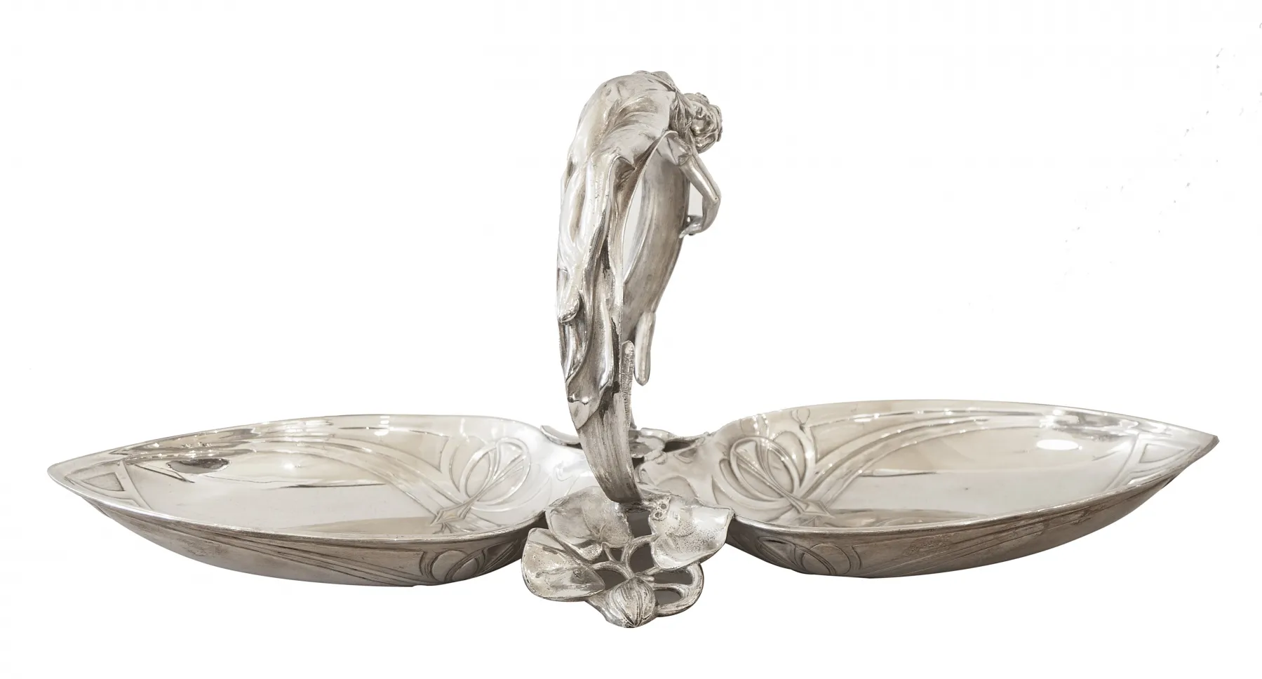 plateau de carte ancien WMF avec design en relief et poignées