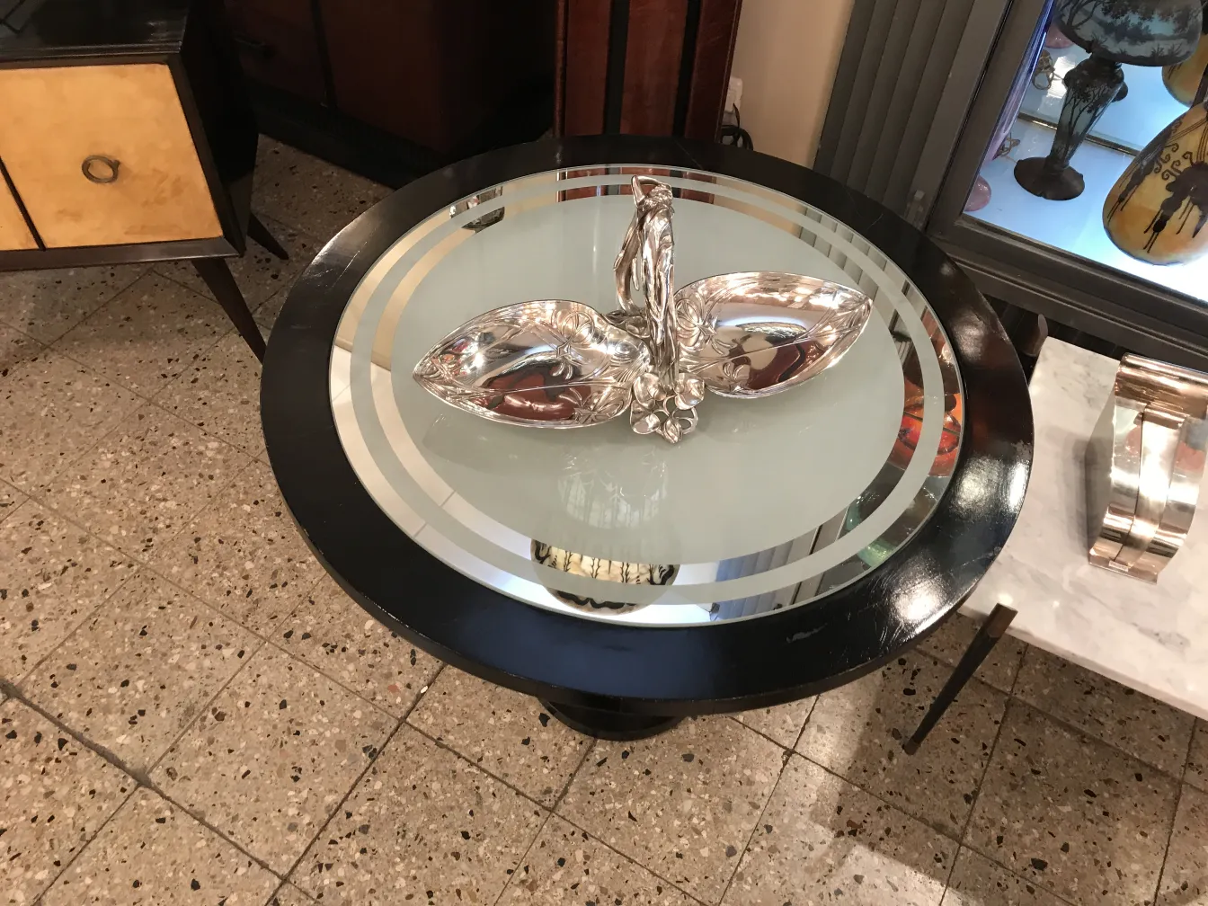 design elegante del vassoio antico per carte WMF