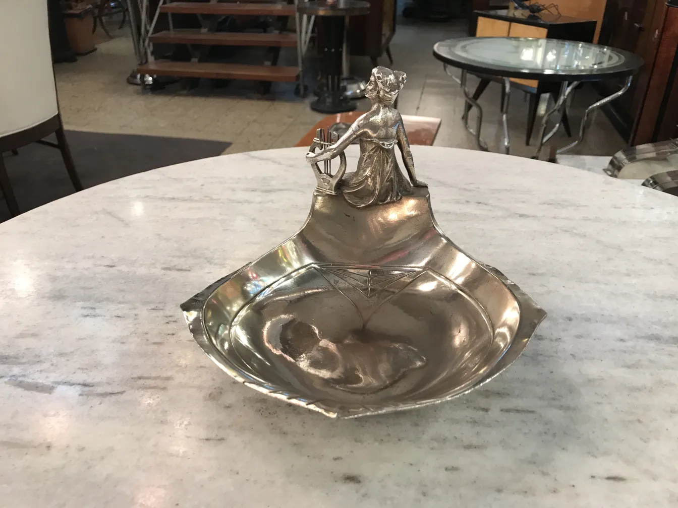 antique card tray WMF featuring a decorative figure