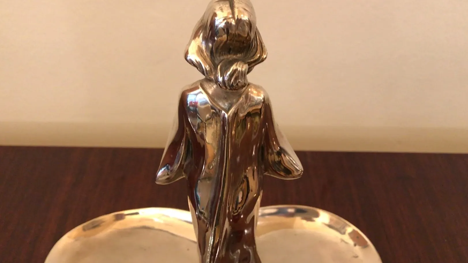 Antica vassoi per carte WMF con figura decorativa al centro, elegante e distintiva