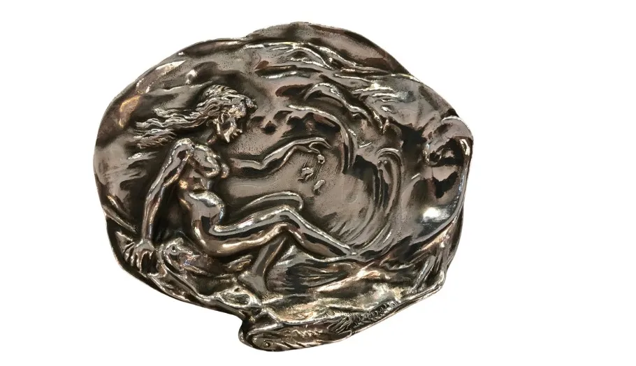 antique card tray WMF featuring artistic woman figure