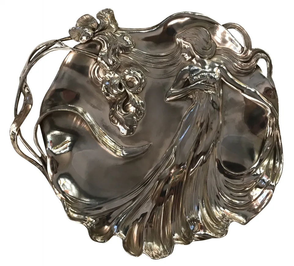 vassoi per carte antichi WMF con design floreale e dettagli eleganti