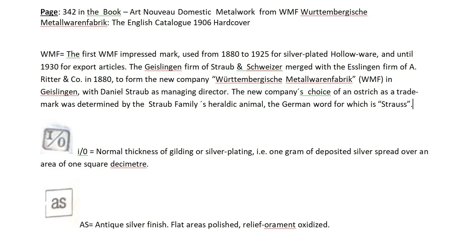 Ancienne plateaux de carte WMF avec design élégant dans un cadre classique.